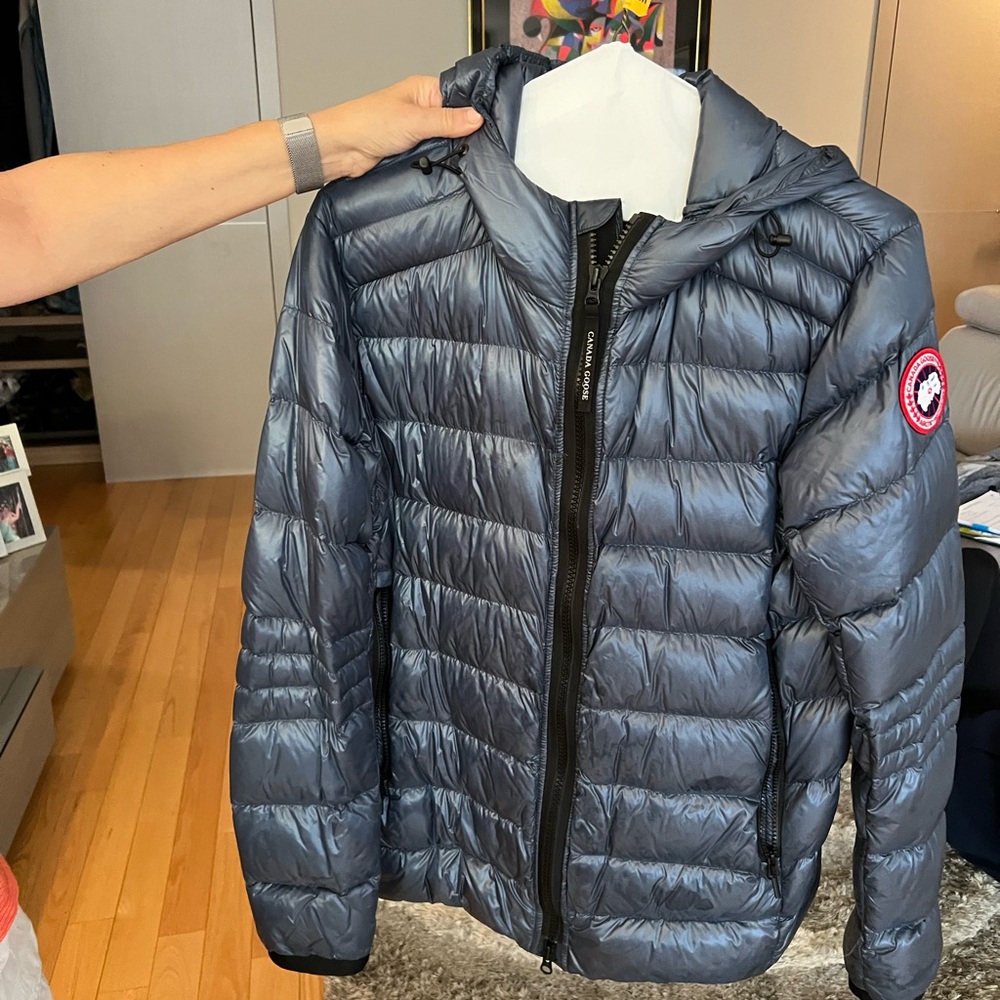 Men’s Large Canada Goose Slate Blue Quilted Jacket with Red Logo Patch